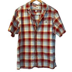 Duluth Trading Relaxed Fit Untucked Plaid Short Sleeve Button Up Shirt M Western